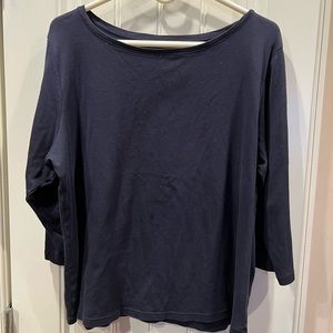 Talbots Navy Blue 3/4 Sleeve Top Sz 2x Pima Cotton
